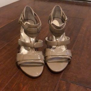 Nude strappy Nine West shoes